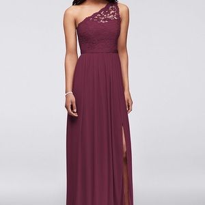 Long One Shoulder Lace Dress